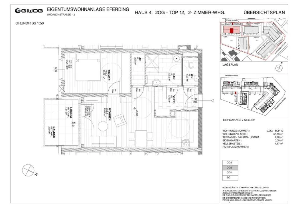 Provisionsfreie 2-Zimmer Eigentumswohnung, Eferding Umdaschstraße 12, Top 12 - Ansicht 2
