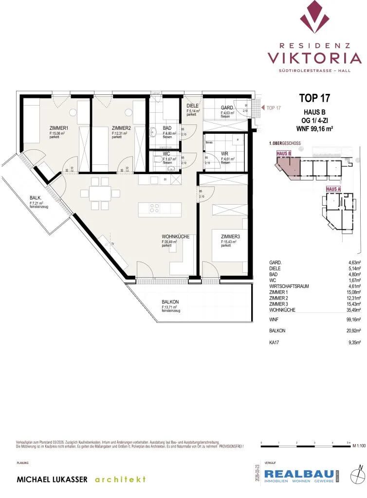 4-Zimmer-Wohnung, Top 17, 1.OG, Hall in Tirol - Widok 2
