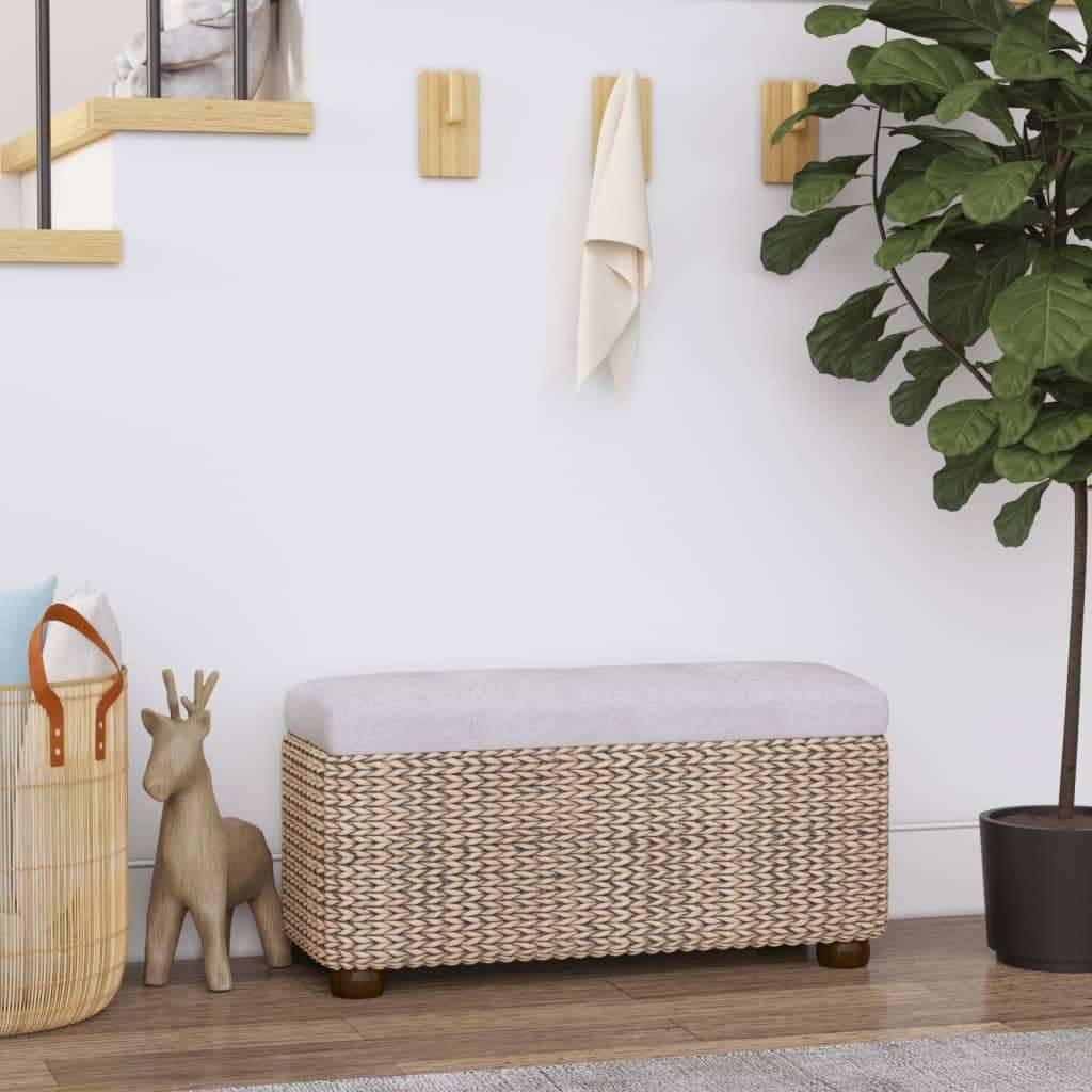 NEU vidaXL Sitzbänke mit Stauraum und Kissen in Grau 2 Stk. 69 cm Rohrkolben