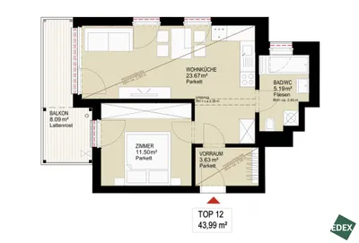2-Zimmer-Wohnung mieten in Wien – 44 m², € 949 – Bild 18 von 18