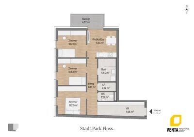 4-Zimmer-Wohnung kaufen in Graz – 71,04 m², € 402.400 – Bild 2 von 5