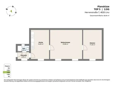 2-Zimmer-Wohnung mieten in Linz – 68,46 m², € 785 – Bild 12 von 12