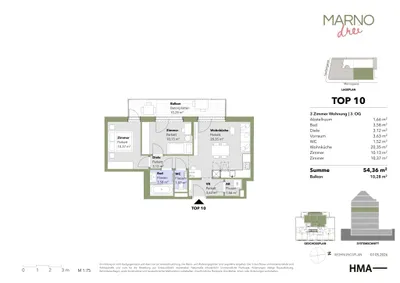 3-Zimmer-Wohnung mieten in Wien – 54,36 m², € 1.395 – Bild 11 von 12