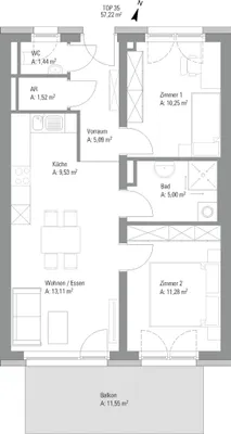 3-Zimmer-Wohnung mieten in Graz-Umgebung – 57,05 m², € 763 – Bild 7 von 7