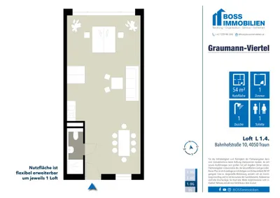 1-Zimmer-Gewerbeimmobilie mieten in Linz Land – 54 m², € 595 – Bild 17 von 17
