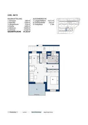 2-Zimmer-Wohnung mieten in Melk – 51,52 m², € 629 – Bild 2 von 2