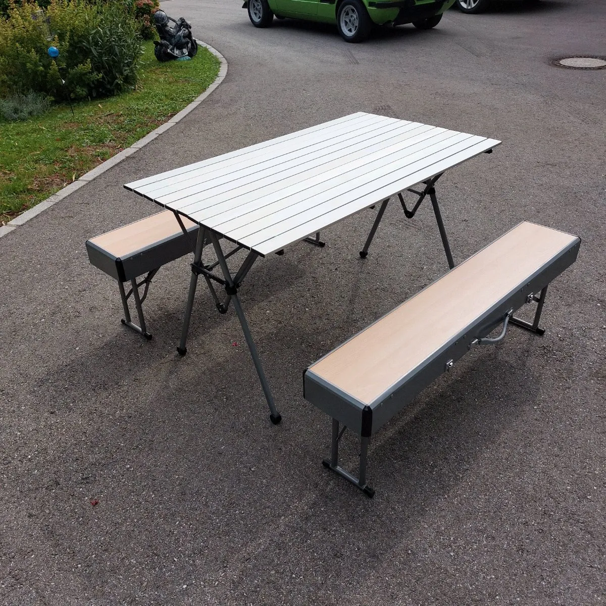 Campingtisch Campingstuhl Camping Garnitur Klappbank Klapptisch Outdoor Wohnmobil Garten Garnitur Zelten Campieren Biergarnitur, € 50,- (4755 Zell an der Pram)