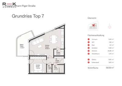2-Zimmer-Wohnung kaufen in Salzburg Stadt – 56,59 m², € 620.000 – Bild 4 von 4