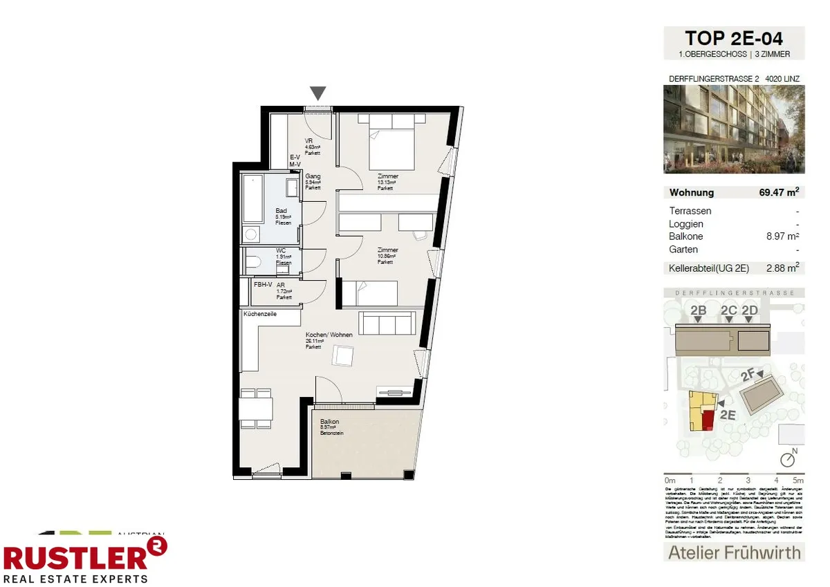 Apartment in Linz, Niedernhart, Bulgariplatz - Ansicht 2