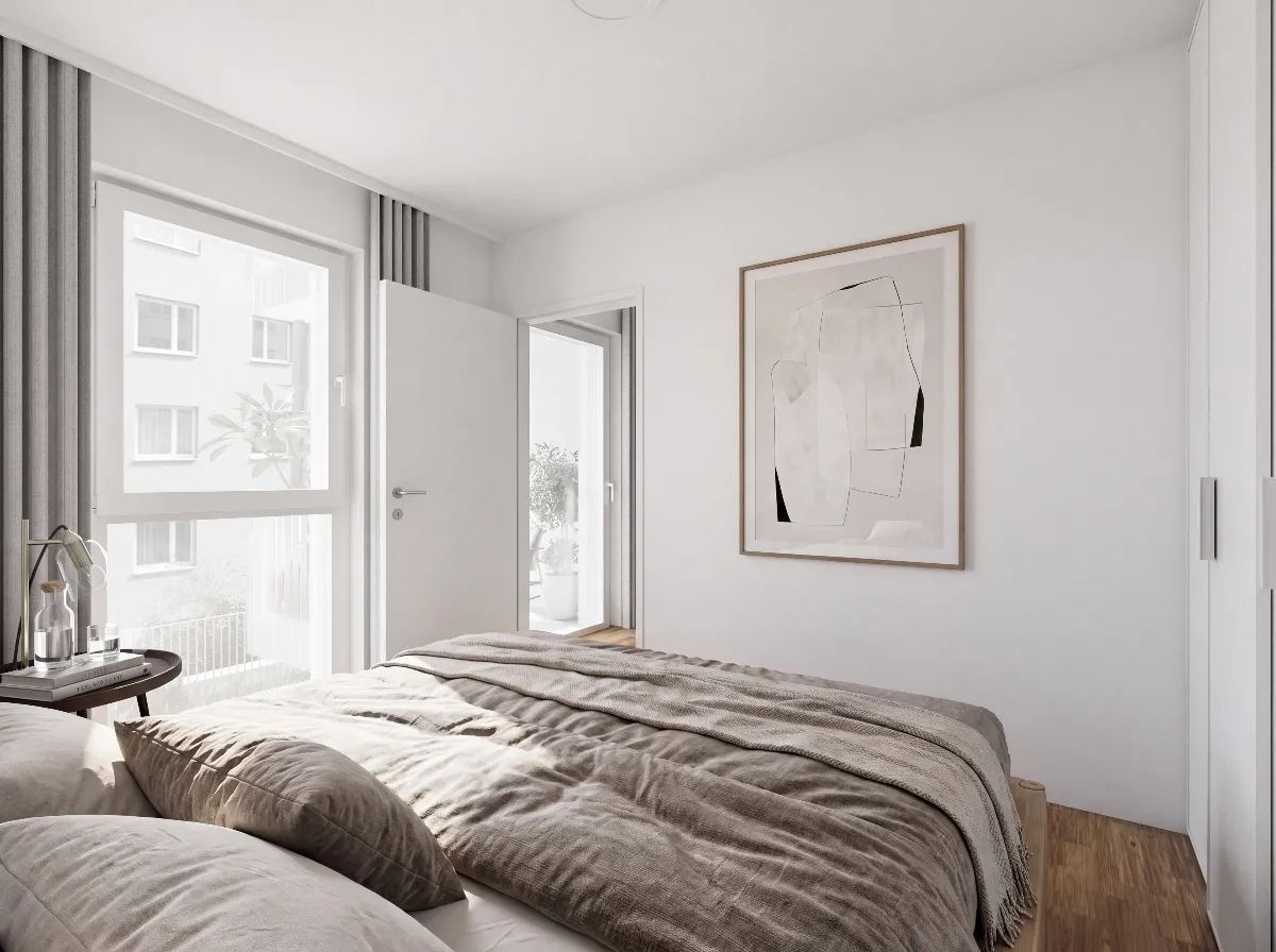 Helle 2-Zimmer-Neubauwohnung mit Westbalkon & großzügiger Wohnküche - perfekt für Singles & Paare - Ansicht 2