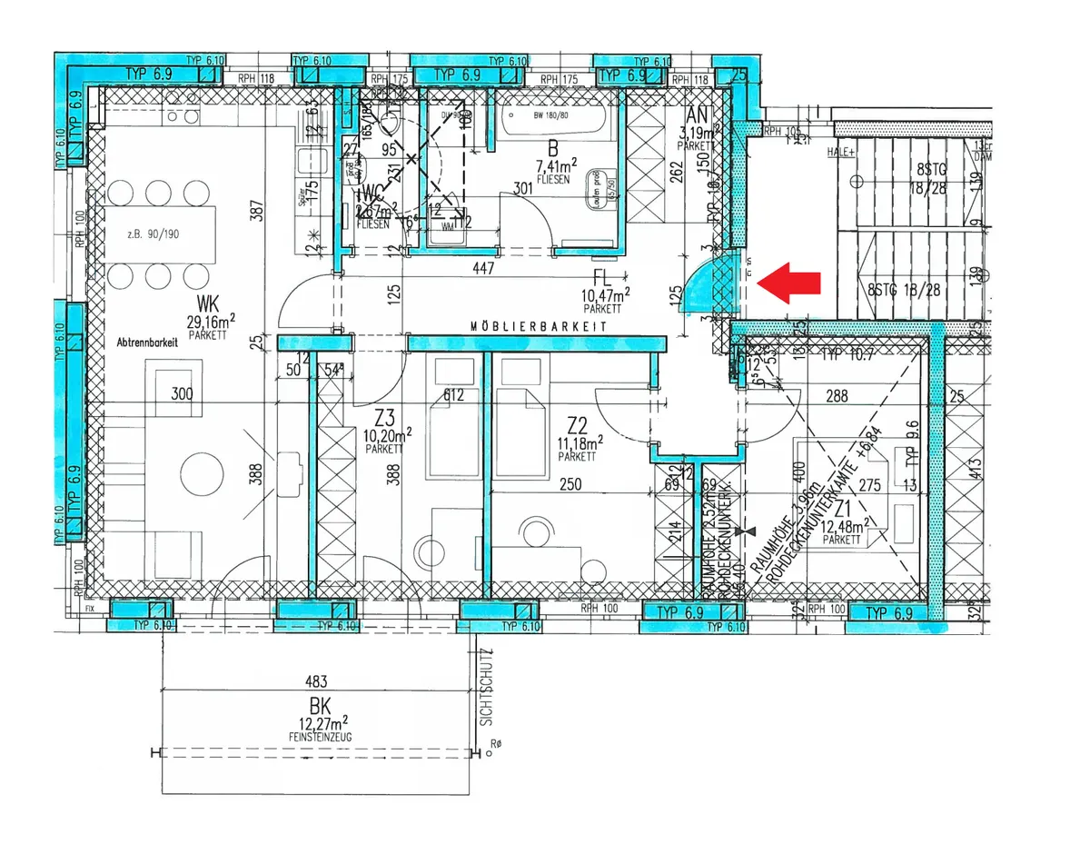 Sonnige 4-Zimmer-Wohnung im Obergeschoss mit großem Balkon - geförderte Miete ODER geförderte Miete mit Kaufoption - 4 Zimmer - Widok 2