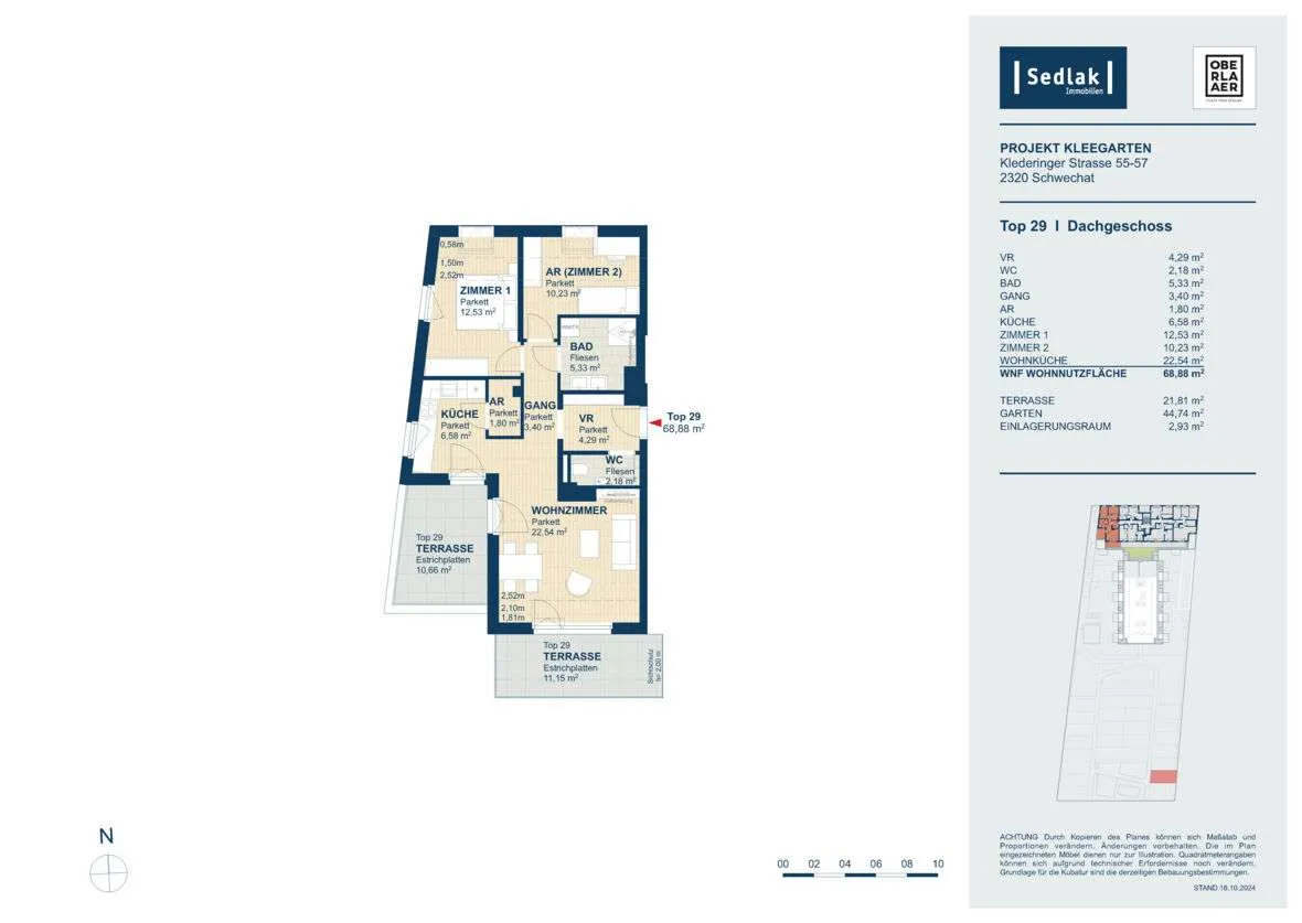 sofort einziehen und ankommen! letzte 3 -Zimmer-DG Wohnung mit 2 Terrassen und eigenem Gartenabteil_T29_PROVISIONSFREI!_Kleegarten – pohled 3