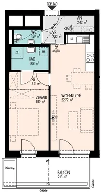2-Zimmer-Wohnung mieten in Graz – 48,05 m², € 785 – Bild 7 von 8