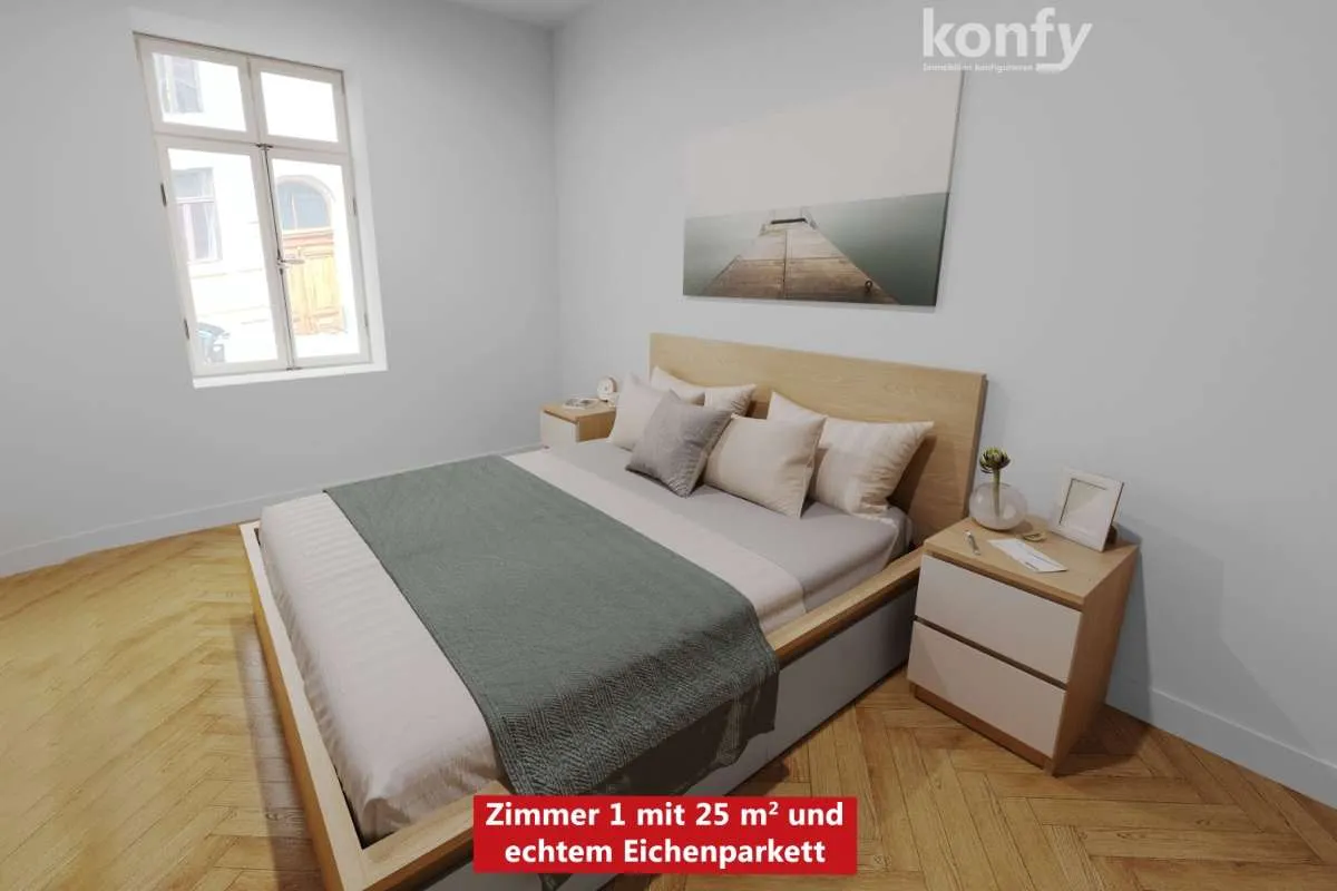 Nur 210 m zur TU-Neue Technik: 2 oder 3-Zimmer mit Fischgrätparkett, Feinsteinzeugfliesen, Lift und Altbaucharme in der Grazer Innenstadt. Optional sogar mit Fußbodenheizung! - Ansicht 2