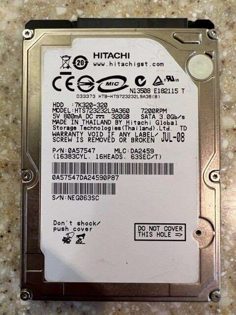 Hitachi 7K320, 320GB SATA-Festplatte, 2,5