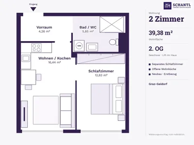 Wohnung kaufen in Graz – 39,38 m², € 229.140 – Bild 8 von 10