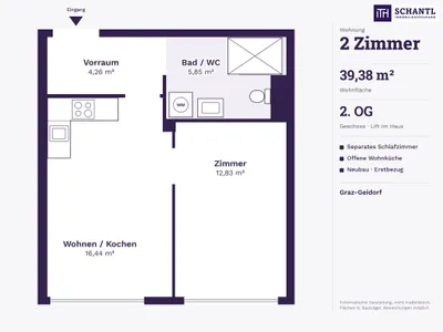Wohnung kaufen in Graz – 39,38 m², € 229.140 – Bild 7 von 10