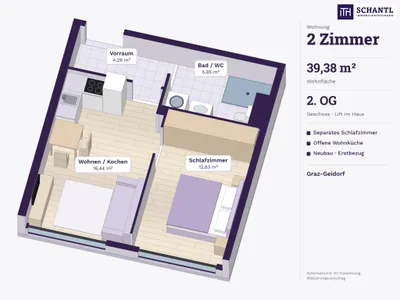 Wohnung kaufen in Graz – 39,38 m², € 229.140 – Bild 6 von 10