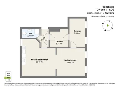 2-Zimmer-Wohnung mieten in Linz – 55,36 m², € 749 – Bild 11 von 11