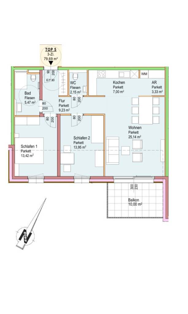 NEUBAUPROJEKT: PRÖLLHOFSTRASSE | OBERALM - 3 Zimmer Balkonwohnung - PROVISIONSFREI! - Ansicht 3