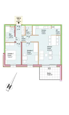 3-Zimmer-Wohnung kaufen in Hallein – 79,69 m², € 680.000 – Bild 3 von 3