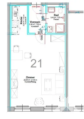1-Zimmer-Wohnung mieten in Graz – 38,75 m², € 670 – Bild 8 von 8