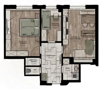 3-Zimmer-Wohnung mieten in Amstetten – 63 m², € 891 – Bild 17 von 17
