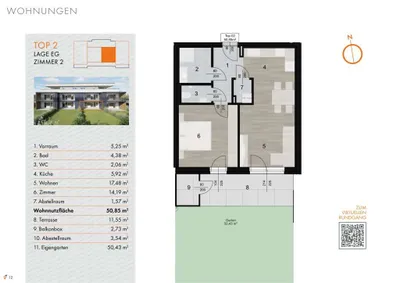 2-Zimmer-Wohnung kaufen in Weiz – 50,69 m², € 210.000 – Bild 14 von 14