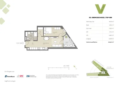 2-Zimmer-Wohnung mieten in Linz – 39,09 m², € 756 – Bild 2 von 3