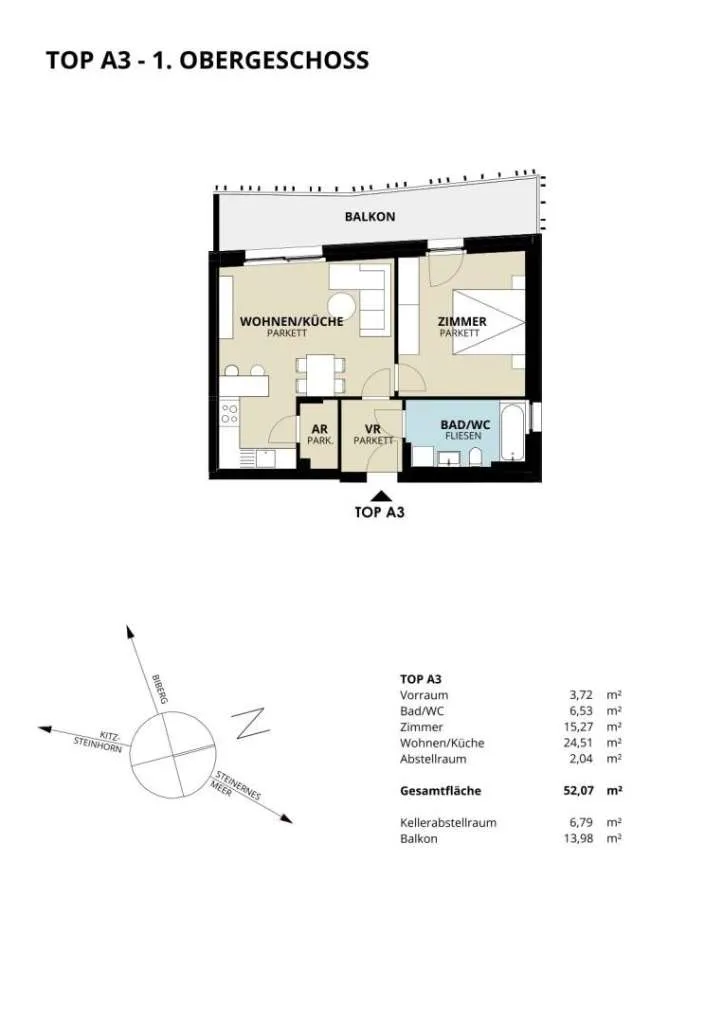 Exklusive 2-Raum-Neubauwohnung "Am Kukuruz" in Saalfelden - Ansicht 3