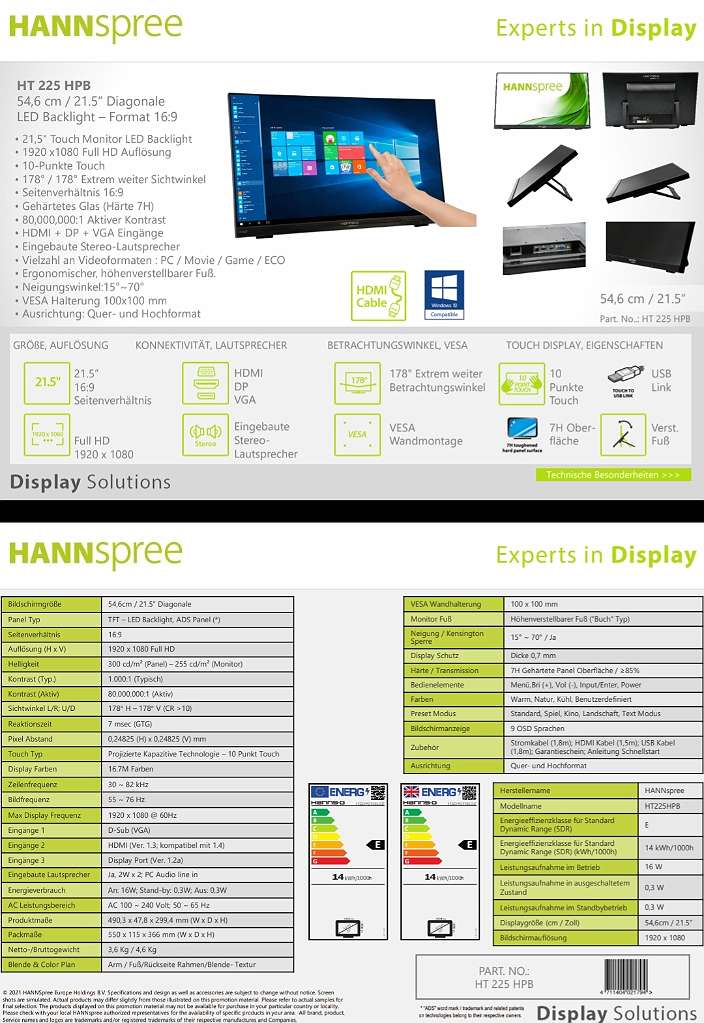 HT 225 HPB Touch Monitor 