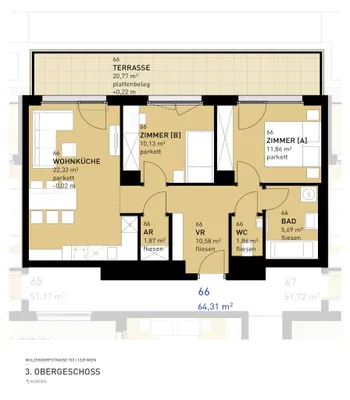 3-Zimmer-Wohnung kaufen in Wien – 64,5 m², € 449.500 – Bild 5 von 6