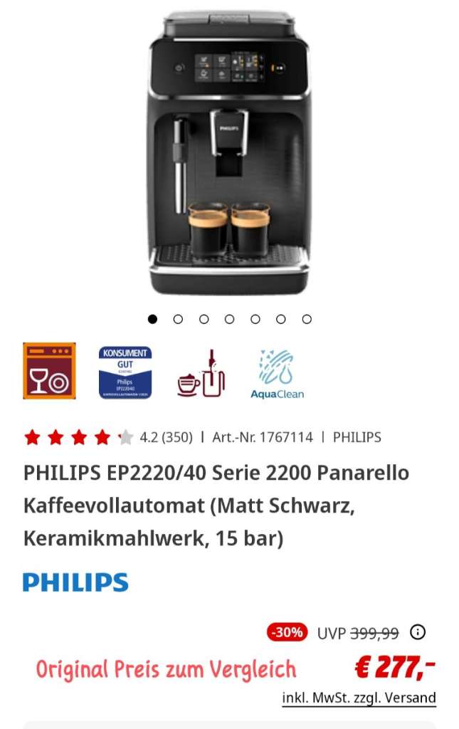 2200, willhaben Serie € Philips Kaffeevollautomat 120,- (7344 - Stoob)