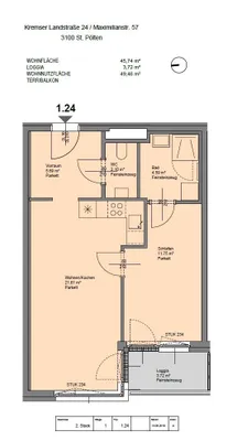 2-Zimmer-Wohnung mieten in Sankt Pölten – 45,71 m², € 783 – Bild 11 von 12