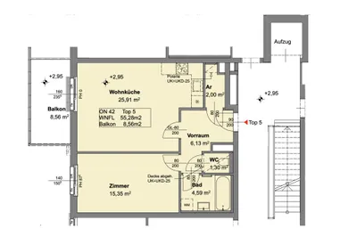 2-Zimmer-Wohnung mieten in Wien – 55,28 m², € 1.141 – Bild 7 von 7