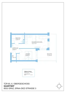 2-Zimmer-Wohnung mieten in Graz – 34,59 m², € 550 – Bild 7 von 7