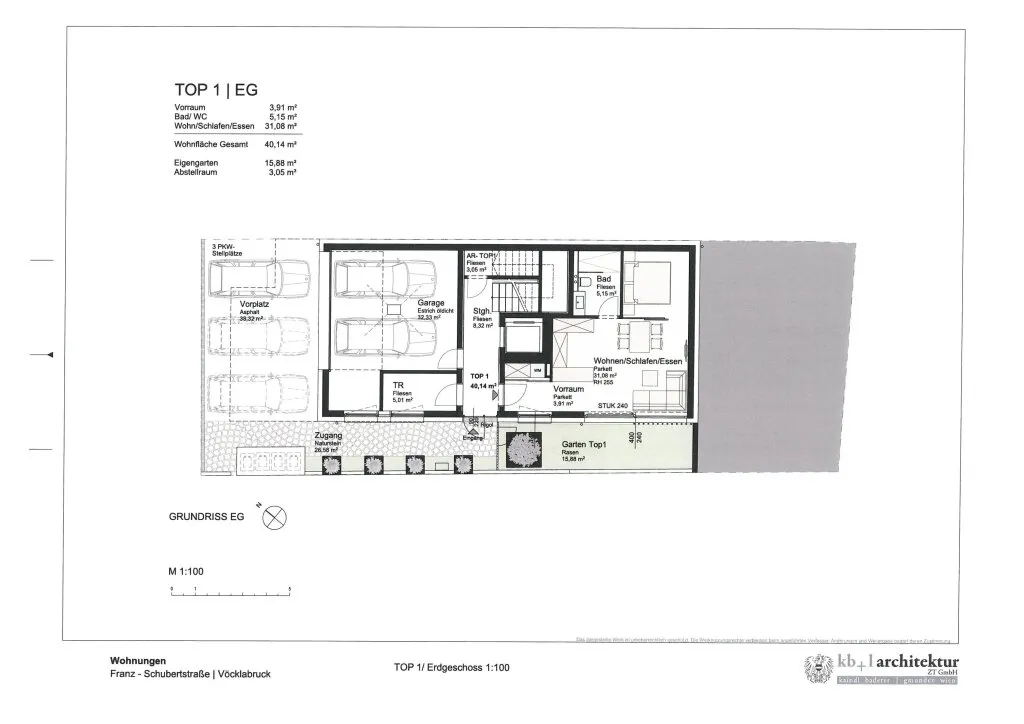 ( Bauprojekt ) !! Baugrund inkl. Baugenehmigung für 3 Wohnungen in Vöcklabruck: mit Garten, Terrasse, 2 Balkonen & 3 Stellplätzen! - Ansicht 3