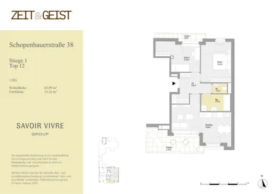 3-Zimmer-Wohnung mieten in Wien – 63,99 m², € 2.200 – Bild 5 von 5