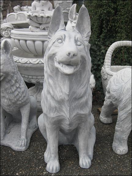 Hund Schäferhund groß XXL 88 cm 105 kg Steinfigur massiv Tierfigur Figur  Gartenfigur neu