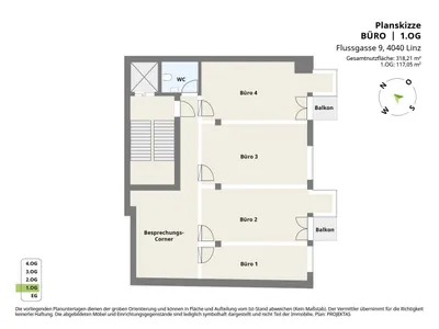 10-Zimmer-Gewerbeimmobilie mieten in Linz – 318 m², € 4.675 – Bild 9 von 10