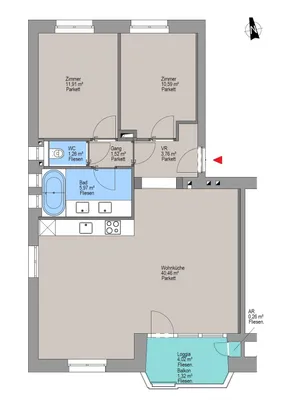 LOGGIATRAUM | LICHTDURCHFLUTETE, OPTIMAL-AUFGETEILTE 3 ZIMMER | TOPLAGE IN GRINZING