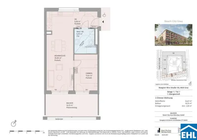 2-Zimmer-Wohnung mieten in Graz – 52,3 m², € 890 – Bild 25 von 25