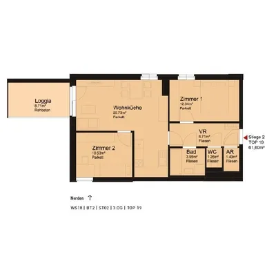 3-Zimmer-Wohnung mieten in Sankt Pölten – 60,54 m², € 933 – Bild 13 von 14