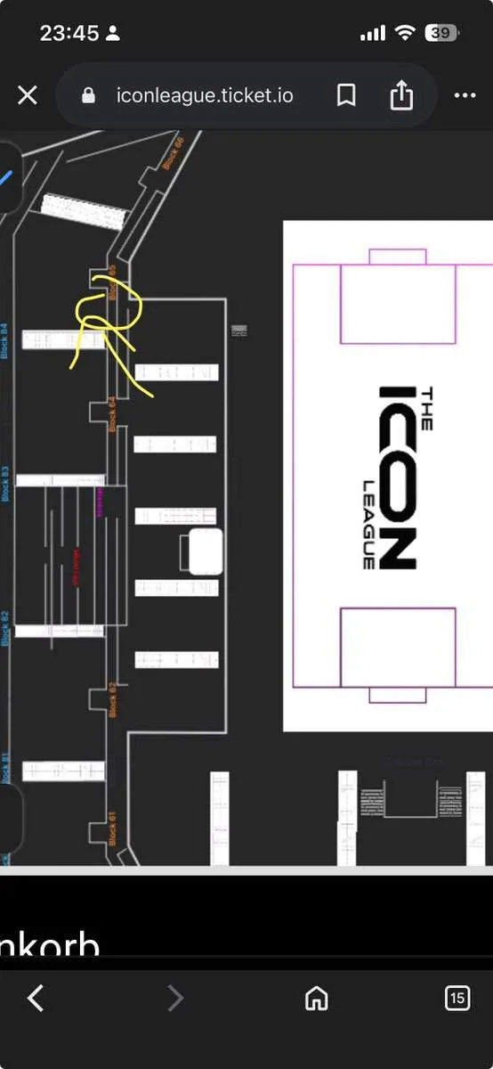 League Block Layout 2 VIP Tickets nebeneinander icon League, Block 65, € 280,- (1100 Wien ...