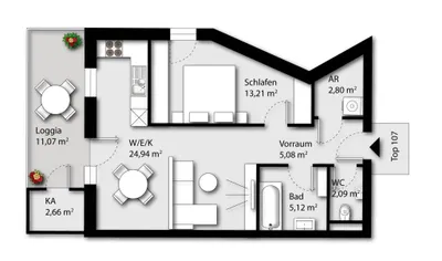 2-Zimmer-Wohnung kaufen in Wels-Land – 53,24 m², € 246.000 – Bild 9 von 9