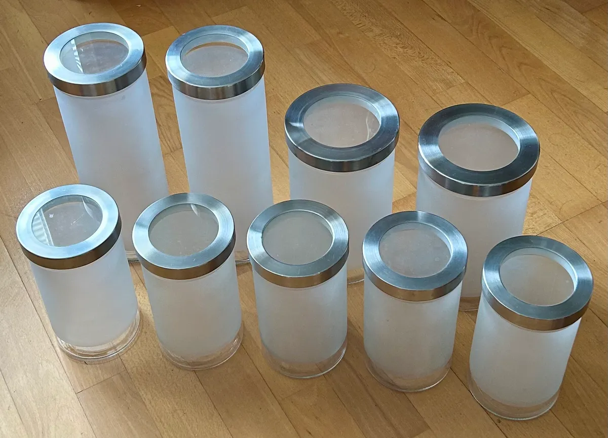 Vorratsbehälter aus Glas, IKEA Serie DROPPAR, Set aus 9 Stück, nur Selbstabholung in Wien 1120., € 30,- (1120 Wien)