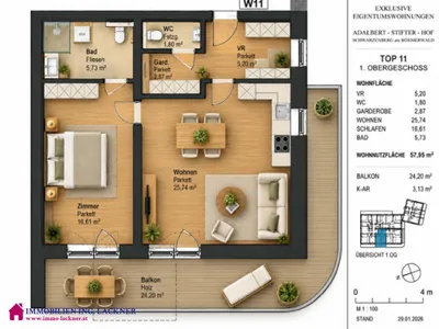 2-Zimmer-Wohnung kaufen in Rohrbach – 58,15 m², € 266.570 – Bild 3 von 6