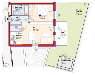 2-Zimmer-Wohnung mieten in Mistelbach – 53,74 m², € 628 – Bild 2 von 2