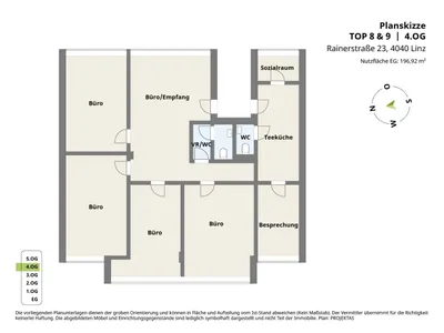 6-Zimmer-Gewerbeimmobilie mieten in Linz – 197 m², € 2.735 – Bild 10 von 11
