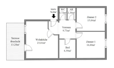 3-Zimmer-Wohnung mieten in Graz-Umgebung – 76 m², € 970